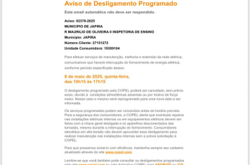 AVISO DE DELISGAMENTO PROGAMADO 