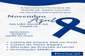 A secretaria Municipal de Saúde de Japira convida os Homens para participar.