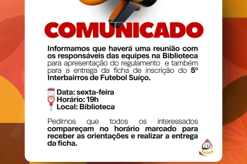 Comunicado - Secretaria de Esportes