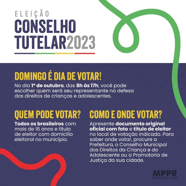 ELEIÇÃO PARA O CONSELHO TUTELAR 2023 1º DE OUTUBRO DE 2023 (DOMINGO) DAS 8h ÀS 17h