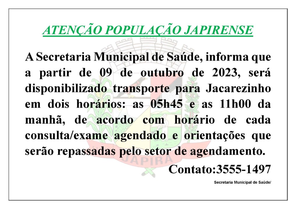ATENÇÃO POPULAÇÃO JAPIRENSE