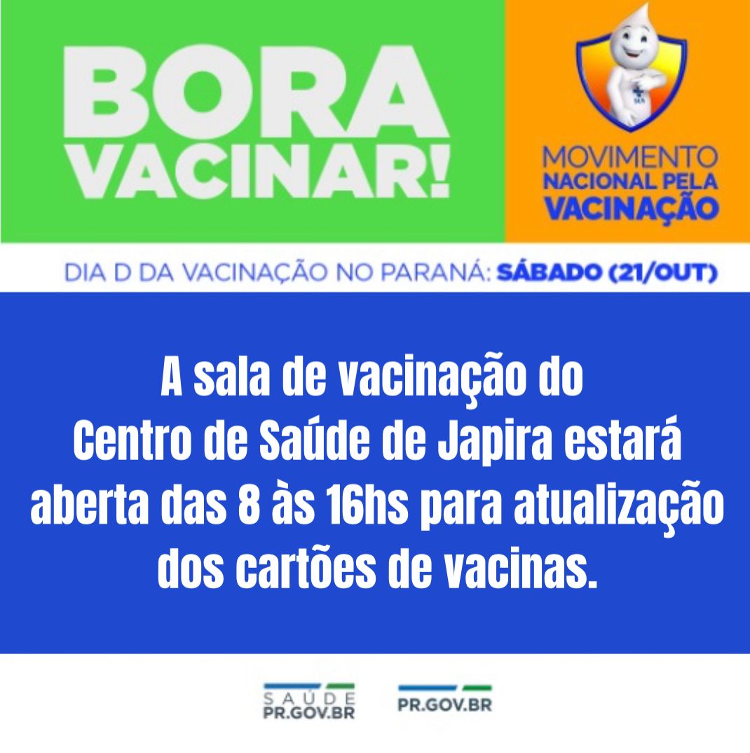 Dia D da vacinação no Paraná: sábado 21 de Outubro