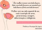 A PREFEITURA MUNICIPAL DE JAPIRA DESEJA UM FELIZ DIA INTERNACIONAL DA MULHER