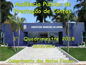 PREFEITURA DE JAPIRA REALIZA  AUDIÊNCIA PÚBLICA PARA PRESTAÇÃO DE CONTAS