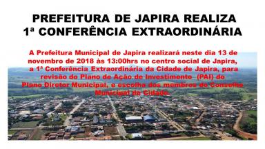 PREFEITURA DE JAPIRA REALIZA 1ª CONFERÊNCIA EXTRAORDINÁRIA 