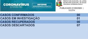 BOLETIM EPIDEMIOLÓGICO DIÁRIO DA SECRETARIA MUNICIPAL DE SAÚDE DE JAPIRA.