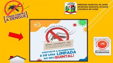 ATENÇÃO: combate à dengue em casa não pode parar diante do coronavírus. Quarentena contra Covid-19 pode ser forte aliada também na prevenção à dengue.