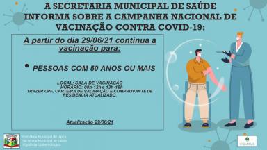 Informativo campanha nacional de vacinação contra a COVID-19.