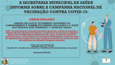 Informativo campanha nacional de vacinação contra a COVID-19.