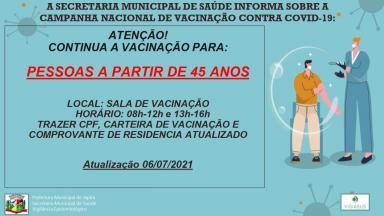 Informativo campanha nacional de vacinação contra a COVID-19.