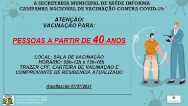 Informativo campanha nacional de vacinação contra a COVID-19.