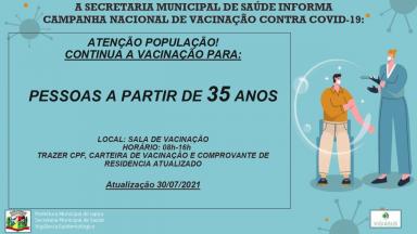 Informativo campanha nacional de vacinação contra a COVID-19.