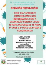 Informativo campanha nacional de vacinação contra a COVID-19.