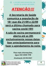 Informativo campanha nacional de vacinação contra a COVID-19.