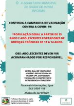 Informativo campanha nacional de vacinação contra a COVID-19.