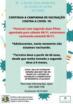 Informativo campanha nacional de vacinação contra a COVID-19.