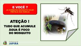 A Secretaria Municipal de Saúde de Japira ressalta importância de toda população em  fazer o controle do mosquito como um abito diário.
