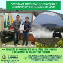 PROGRAMA MUNICIPAL DE CORREÇÃO E MELHORIA DA FERTILIDADE DO SOLO.