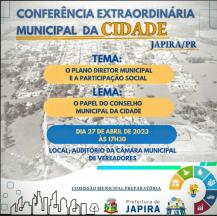 CONFERÊNCIA EXTRAORDINÁRIA MUNICIPAL DA CIDADE.
