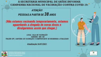 Informativo campanha nacional de vacinação contra a COVID-19.